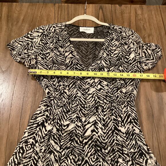 BA&SH Zelie Tiered Satin long Maxi Dress Animal Print Black White V neck 6 - Picture 7 of 9